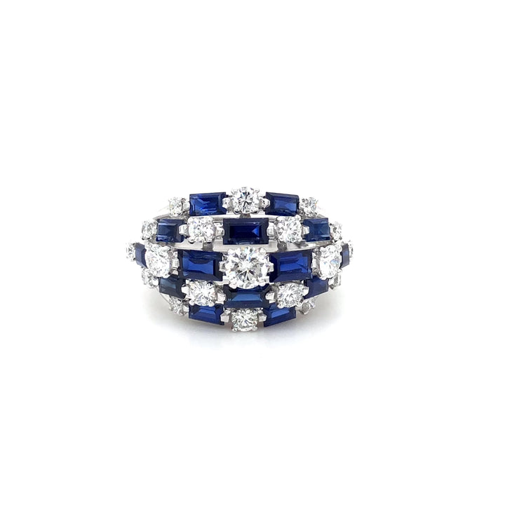 Vintage Tiffany & Co. Platinum Sapphire and Diamond Dome Cocktail Ring