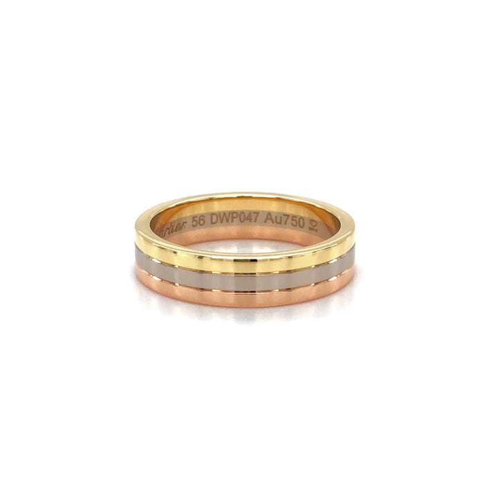 Vendome Louis Cartier 18K 3 Tone Gold Men's Wedding Band Ring Size 56/7.5 4.8mm