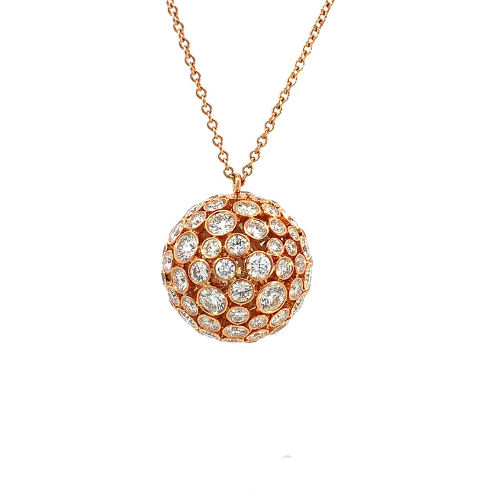 Rare Tiffany & Co. 18 Karat Rose Gold Round Diamond Prism Pendant 24" long