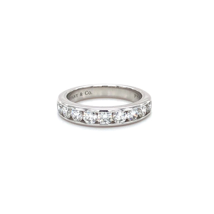 Tiffany & Co. Platinum Channel-Set 9 Stone Round Diamond .81ct Band Ring 3.9 mm