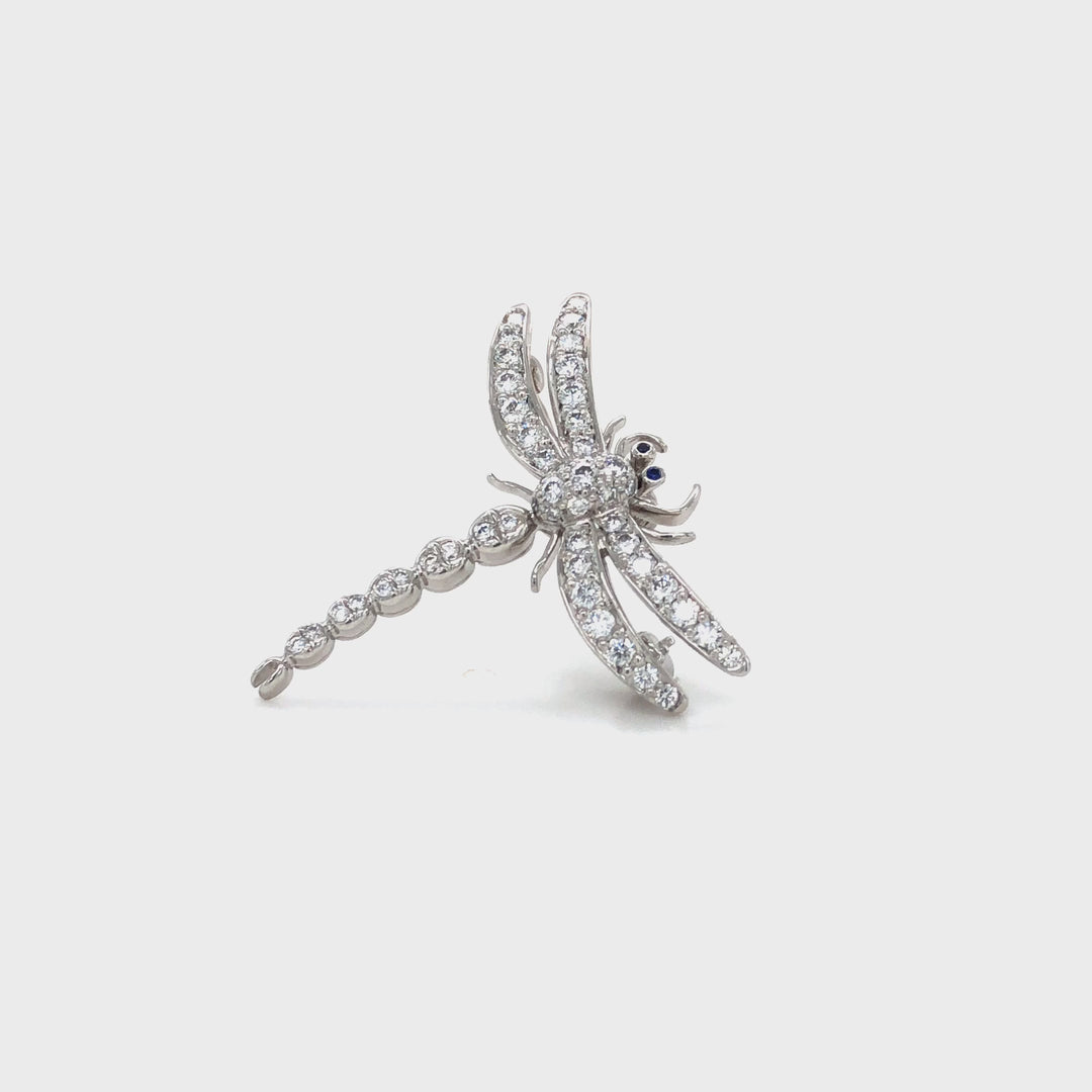 Vintage Tiffany & Co. Platinum Dragonfly Diamond Sapphire Brooch Pendant 1990's