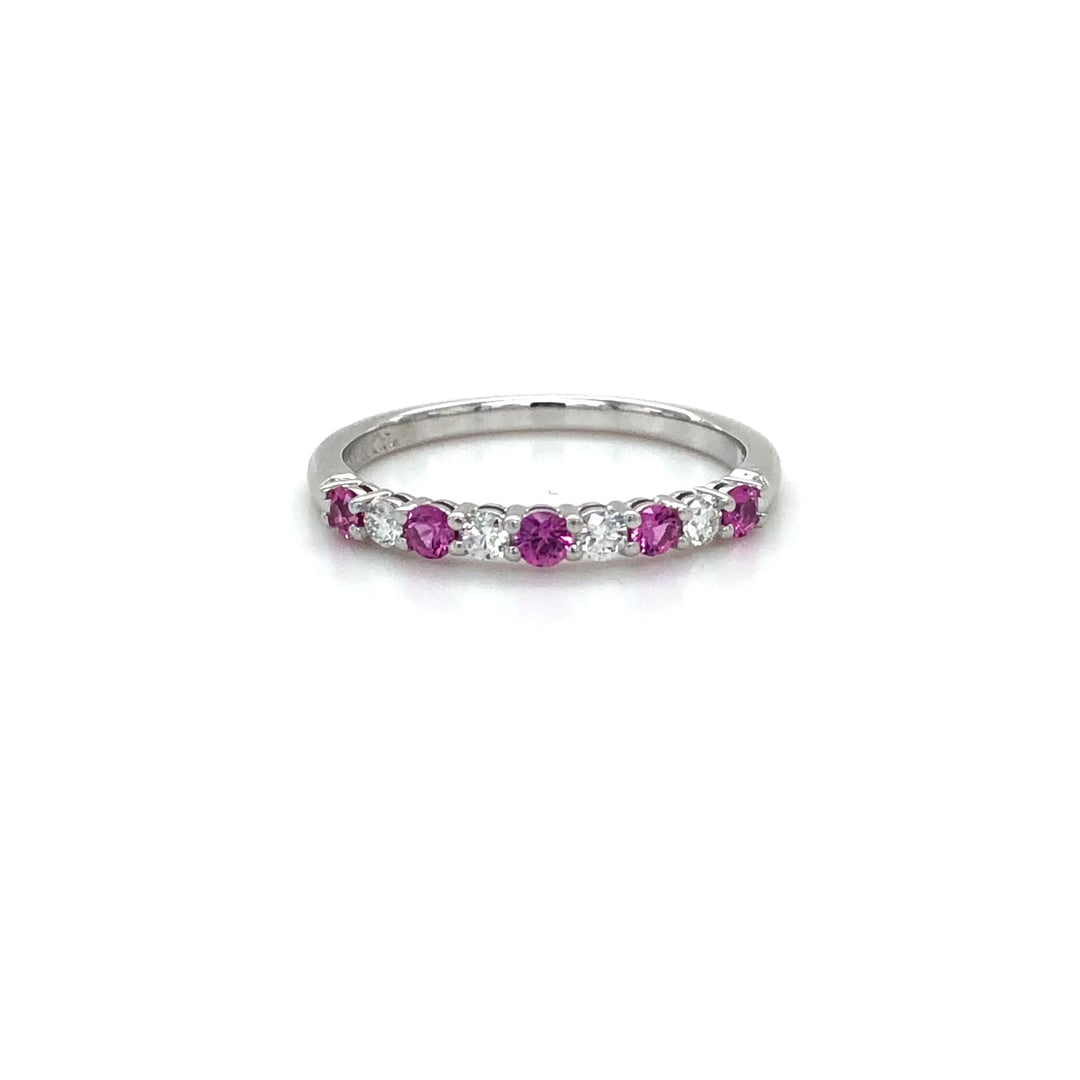 Tiffany & Co. Forever Platinum Diamond Pink Sapphire 9 Stone Embrace Band Ring