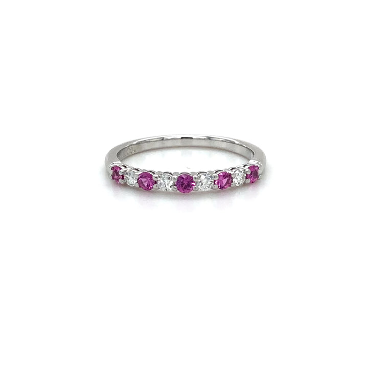 Tiffany & Co. Forever Platinum Diamond Pink Sapphire 9 Stone Embrace Band Ring