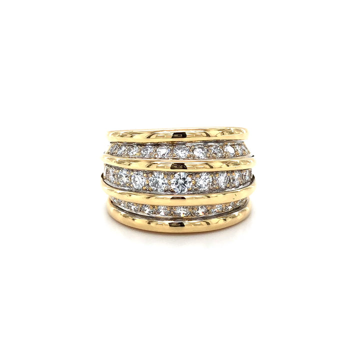 Vintage Van Cleef & Arpels 18K Yellow Gold 1.77 cts Diamond Bombe Ring