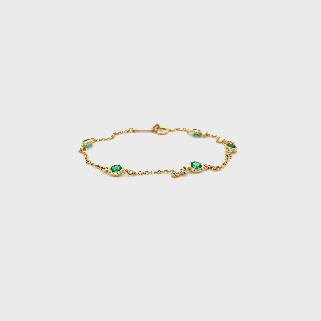 Tiffany & Co. 18K Yellow Gold Elsa Peretti Color by the Yard Emerald Bracelet 7"
