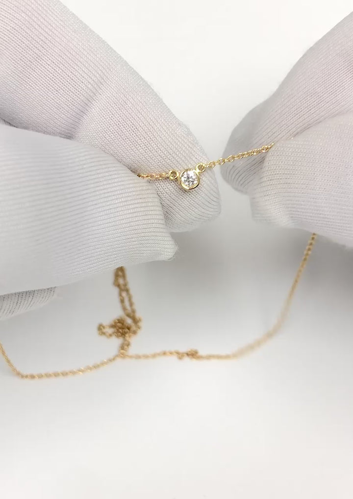 Tiffany & Co. 18KY Peretti Bezel Diamond by the Yard Necklace 16" .05ct F VS1