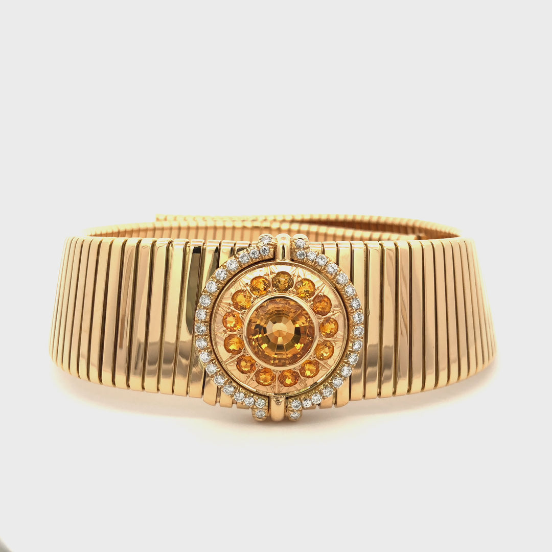 Vintage Bvlgari Tubogas 18K Yellow Gold Choker Necklace