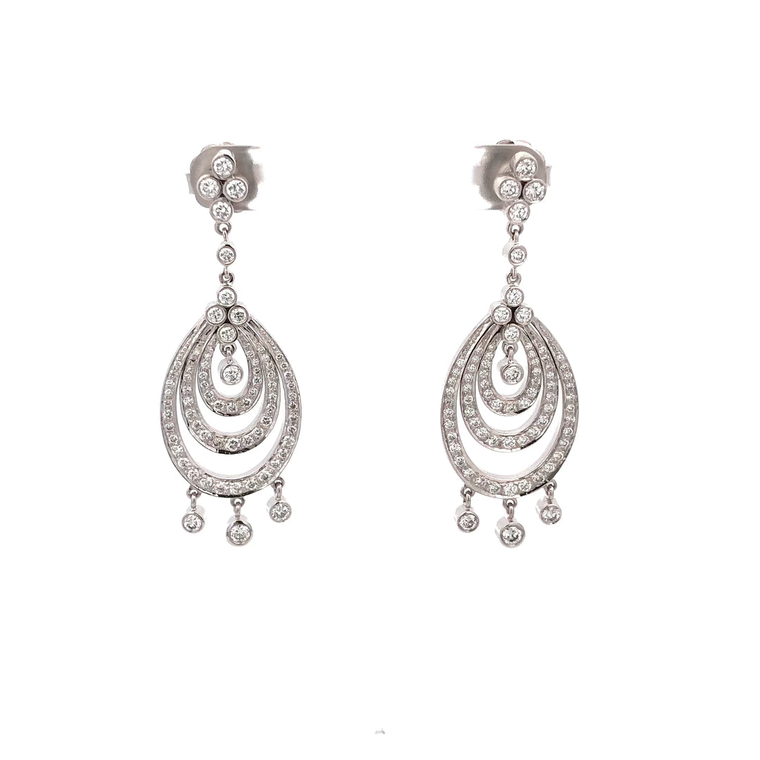 Kwiat 18K White Gold Chandelier 3.00ct TW Round Diamond Dangle Drop Earrings