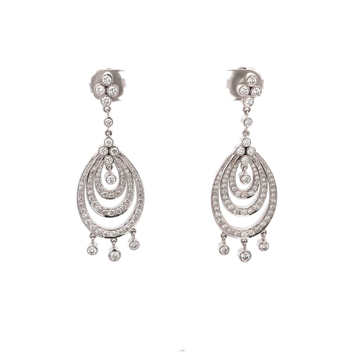 Kwiat 18K White Gold Chandelier 3.00ct TW Round Diamond Dangle Drop Earrings