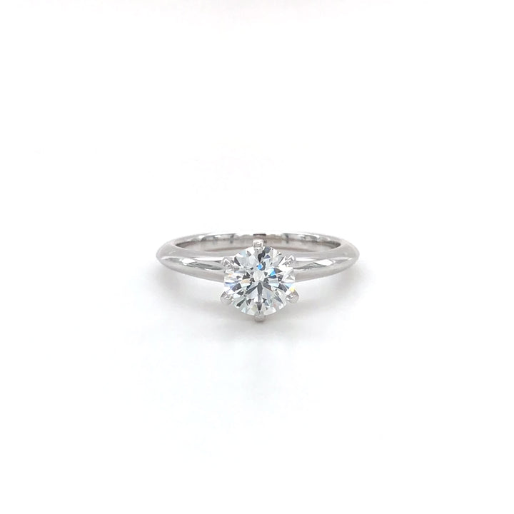 Tiffany and Co. Platinum Solitaire Round Diamond Engagement Ring 1.05 FVS2