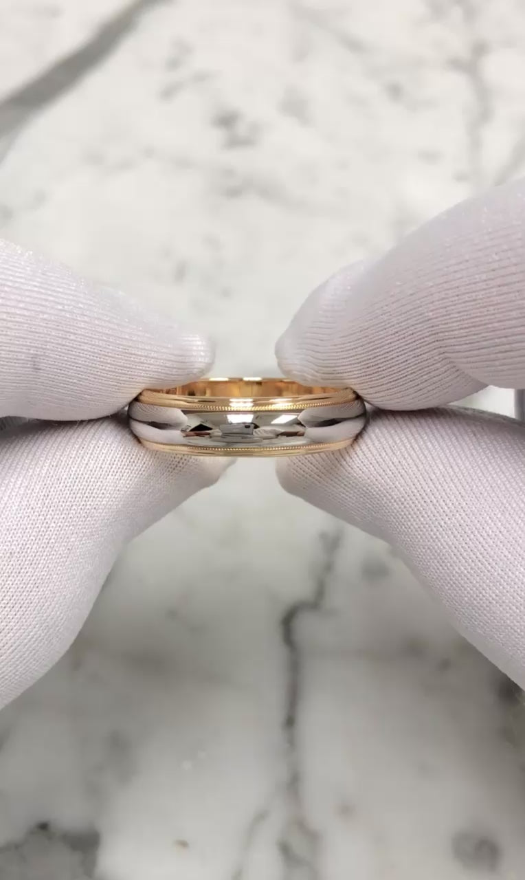 Tiffany & Co. Platinum 18K Together Double Millgrain 6mm Mens Band Ring Sz 11.75