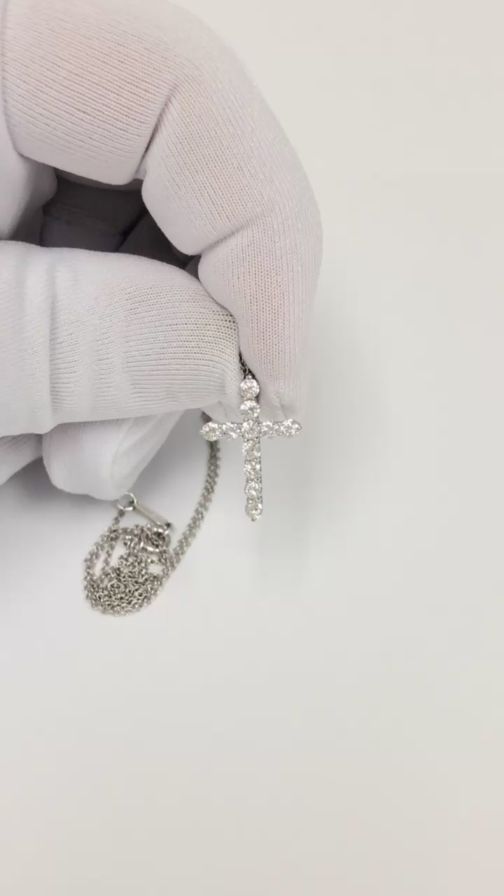 Tiffany & Co. Platinum Round Diamond .41 ct Cross Pendant Necklace – Small 18"