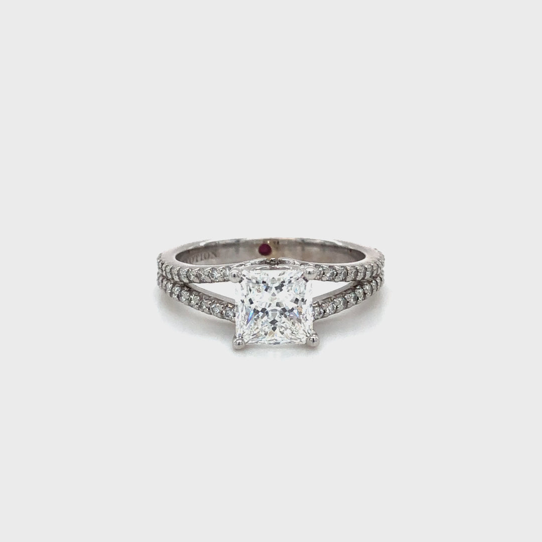 ForeverMark Devotion 18K Princess Cut Diamond Engagement Ring 1.52 Cts.FVVS2