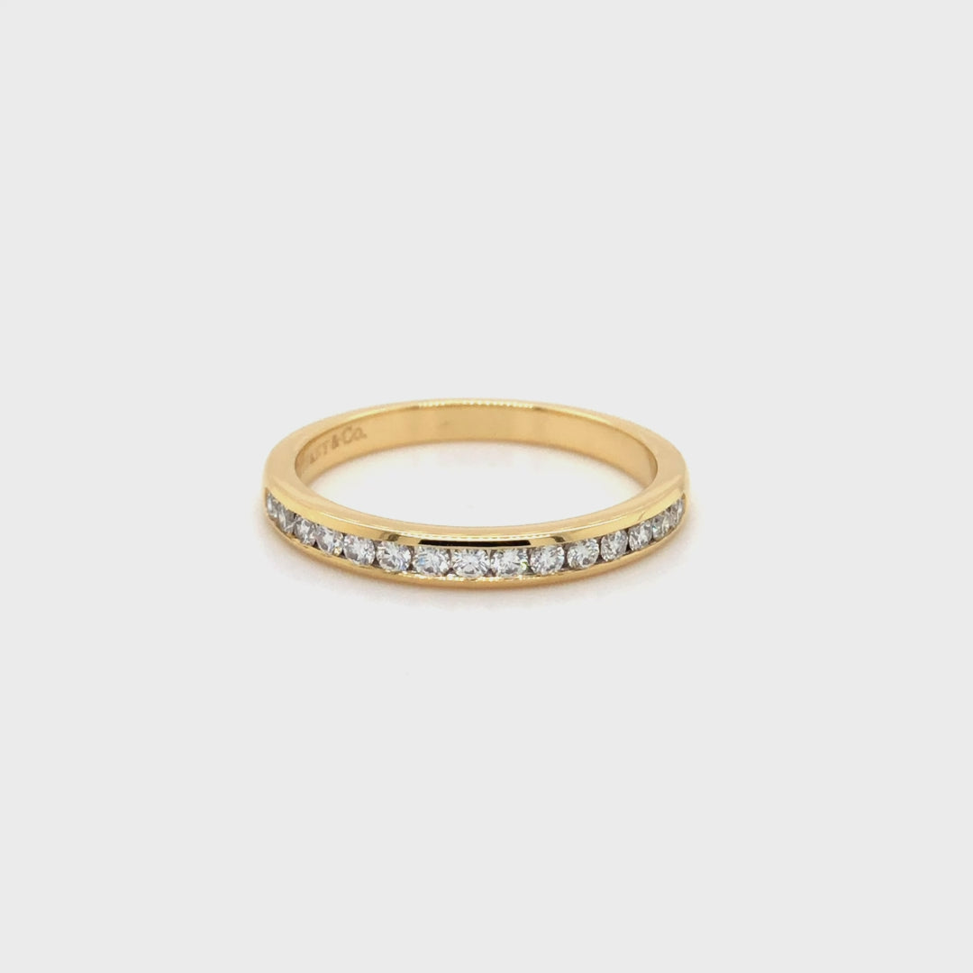 Tiffany & Co. 18K Yellow Gold Halfway Wedding Band Ring 0.22 cts 2.5mm
