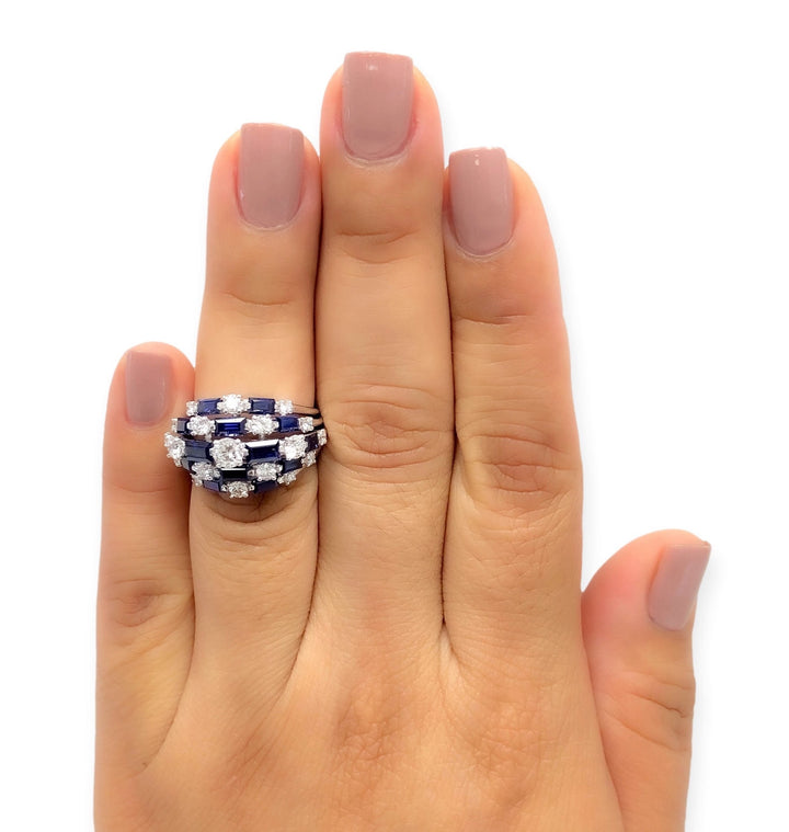 Vintage Tiffany & Co. Platinum Sapphire and Diamond Dome Cocktail Ring