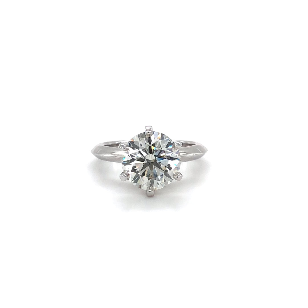 Tiffany & Co. Platinum Round Diamond Solitaire Engagement Ring 3.24 Ct IVS1