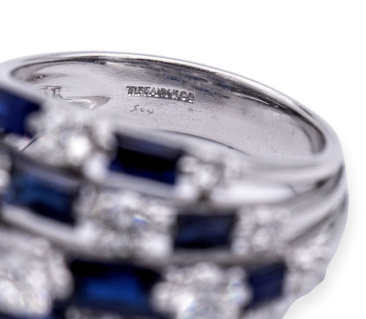 Vintage Tiffany & Co. Platinum Sapphire and Diamond Dome Cocktail Ring