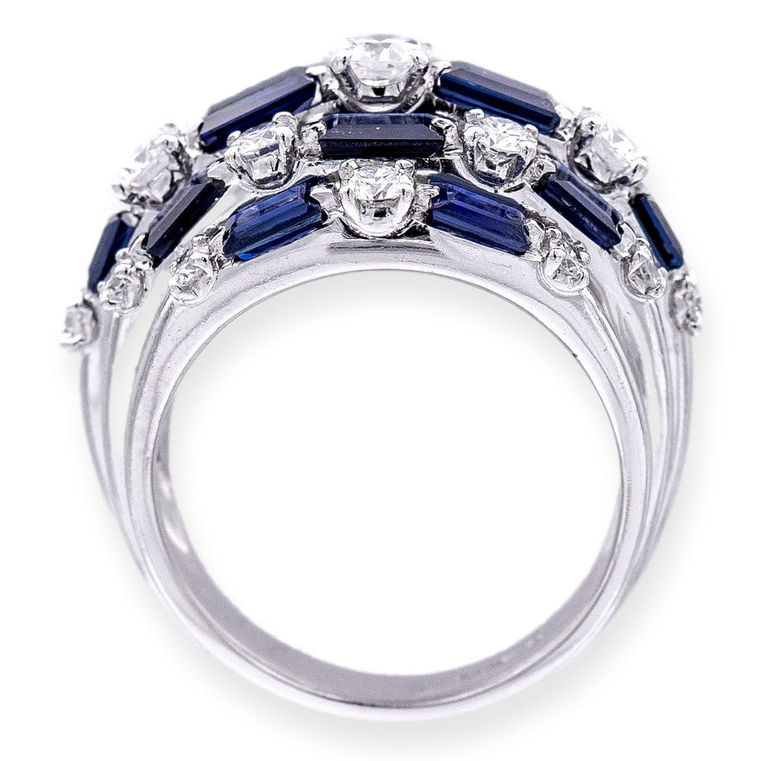 Vintage Tiffany & Co. Platinum Sapphire and Diamond Dome Cocktail Ring