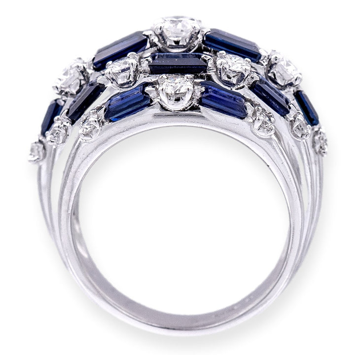 Vintage Tiffany & Co. Platinum Sapphire and Diamond Dome Cocktail Ring