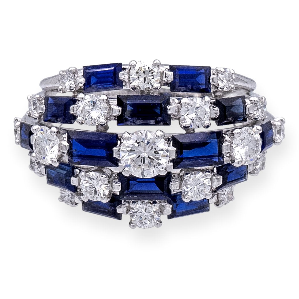 Vintage Tiffany & Co. Platinum Sapphire and Diamond Dome Cocktail Ring