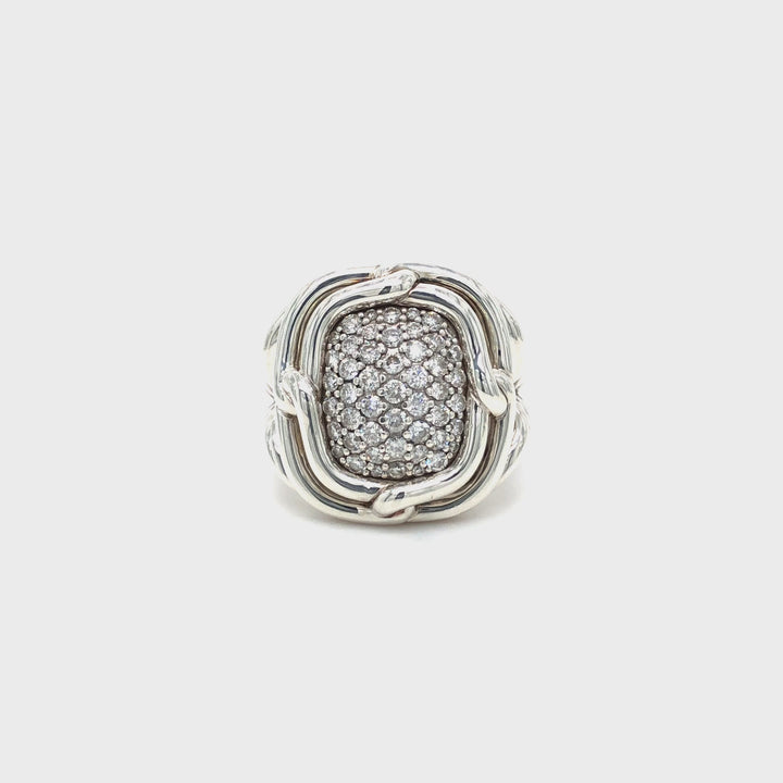 David Yurman Labyrinth Sterling Silver 1.00 ct. Pave Diamond Ring