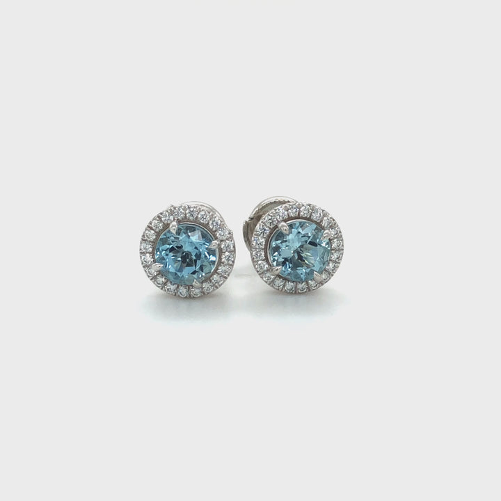 Tiffany & Co. Soleste Platinum Aquamarine and Diamond Stud Earrings