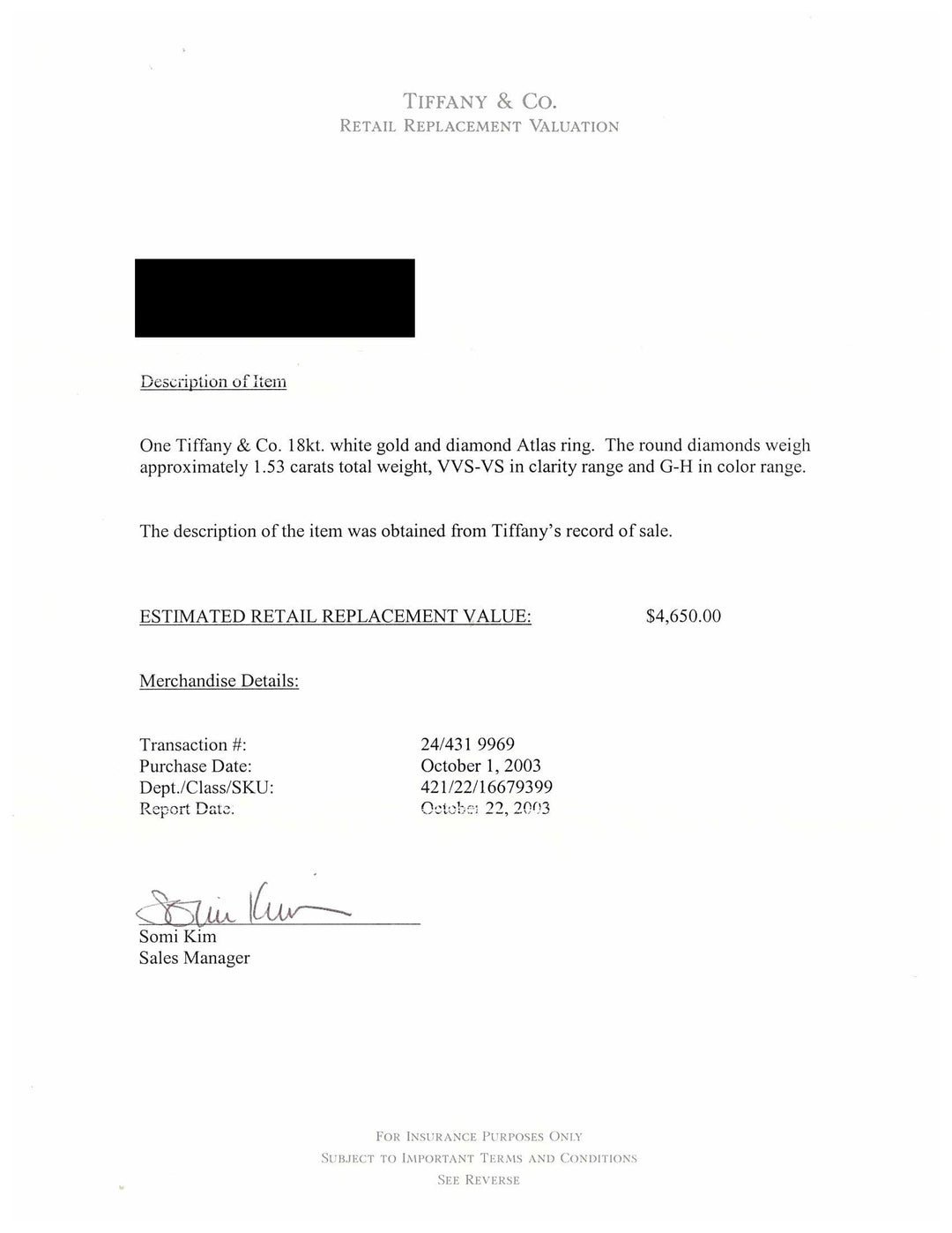 Vintage Tiffany and Co. 18K White Gold Atlas Diamond Ring 8.5mm Size 8