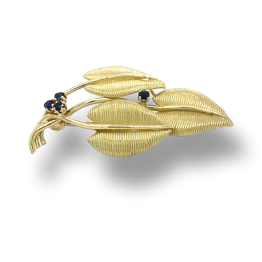 Tiffany & Co. Vintage Leaf Sapphire Brooch Circa 1960