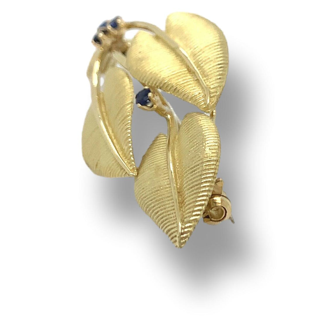 Tiffany & Co. Vintage Leaf Sapphire Brooch Circa 1960