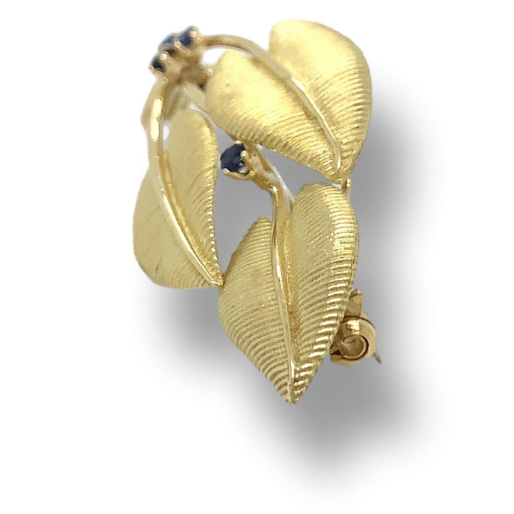 Tiffany & Co. Vintage Leaf Sapphire Brooch Circa 1960