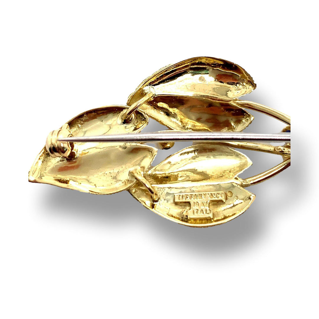 Tiffany & Co. Vintage Leaf Sapphire Brooch Circa 1960