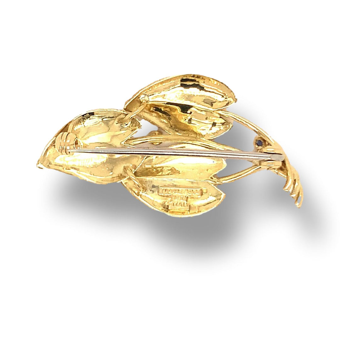 Tiffany & Co. Vintage Leaf Sapphire Brooch Circa 1960