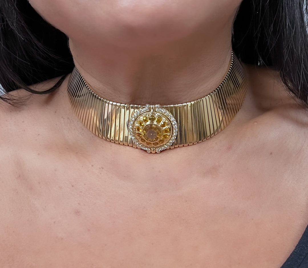 Vintage Bvlgari Tubogas 18K Yellow Gold Choker Necklace