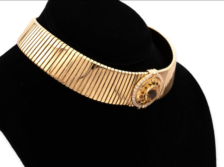 Vintage Bvlgari Tubogas 18K Yellow Gold Choker Necklace