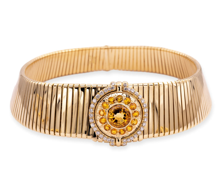 Vintage Bvlgari Tubogas 18K Yellow Gold Choker Necklace