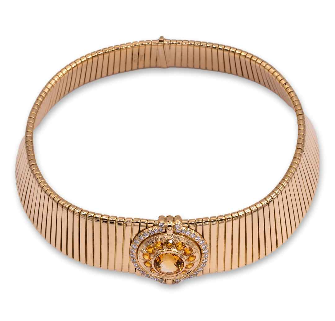 Vintage Bvlgari Tubogas 18K Yellow Gold Choker Necklace