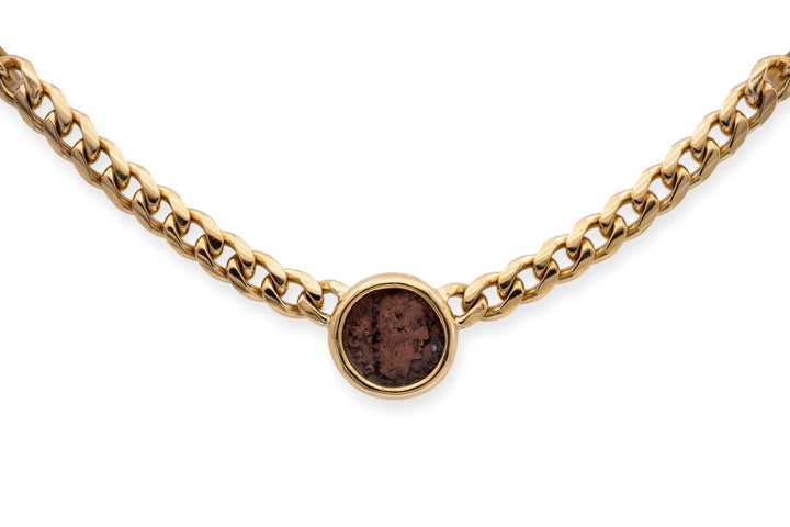 Bvlgari 18K Yellow Gold Ancient Roman Emperor Coin Choker Necklace