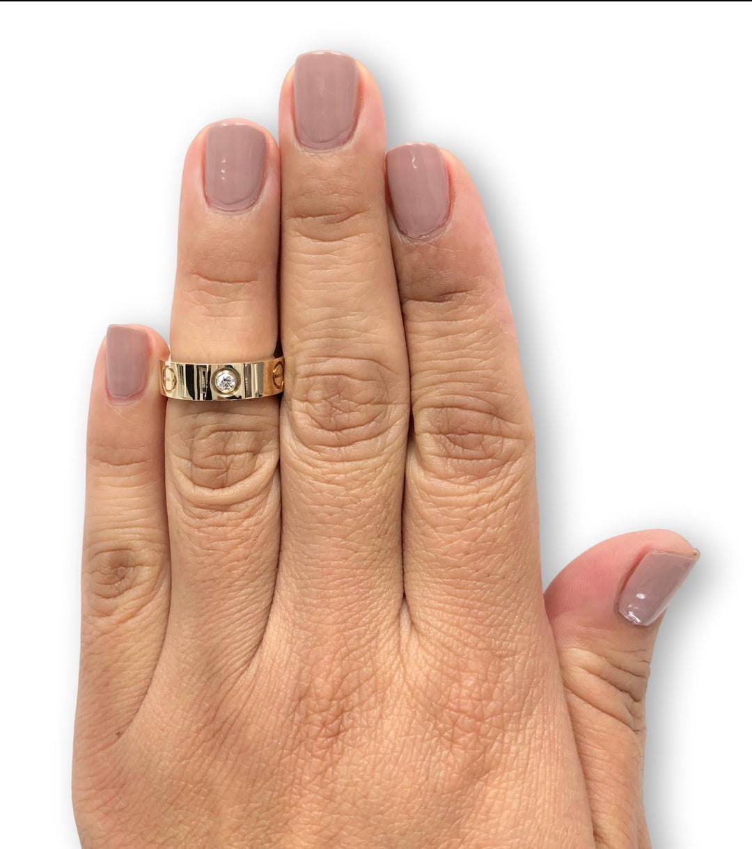 Cartier Love Ring 18K Yellow Gold Three Diamonds Band Size 48