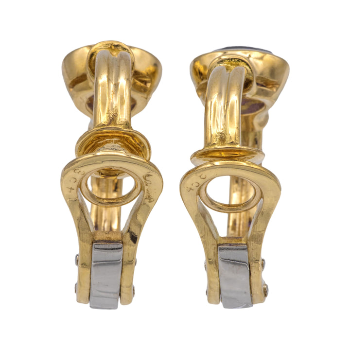 Vintage Cartier 18K Yellow Gold Oval Amethyst Huggie Clip Earrings