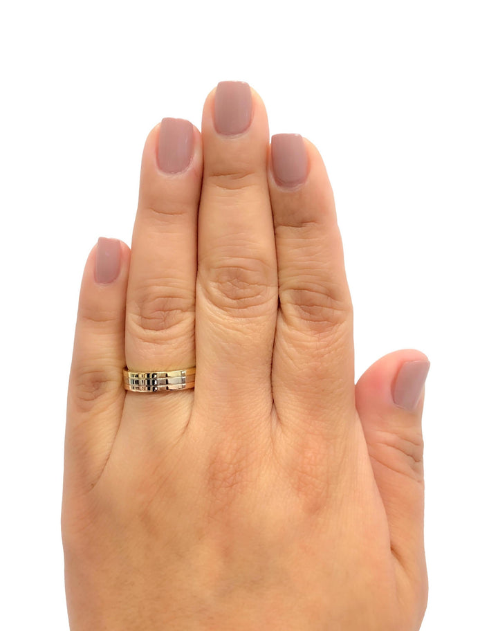 Vendome Louis Cartier 18K 3 Tone Gold Men's Wedding Band Ring Size 56/7.5 4.8mm