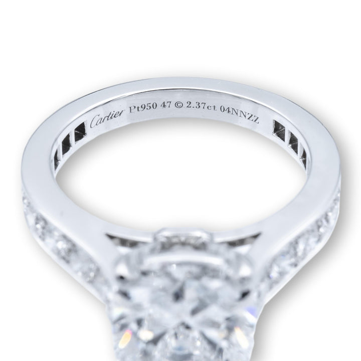 Cartier Cushion Diamond Engagement Ring Platinum 2.37 ct FVS1