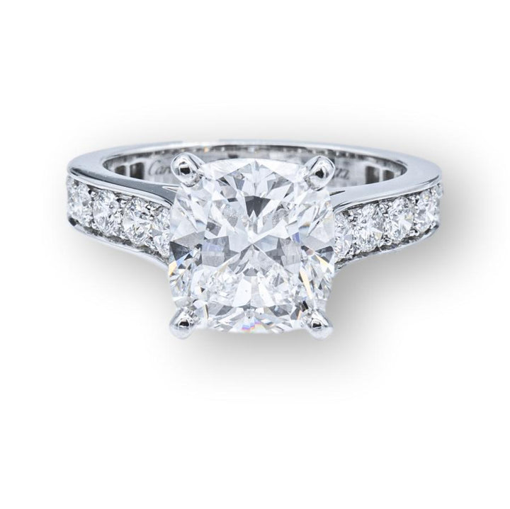 Cartier Cushion Diamond Engagement Ring Platinum 2.37 ct FVS1