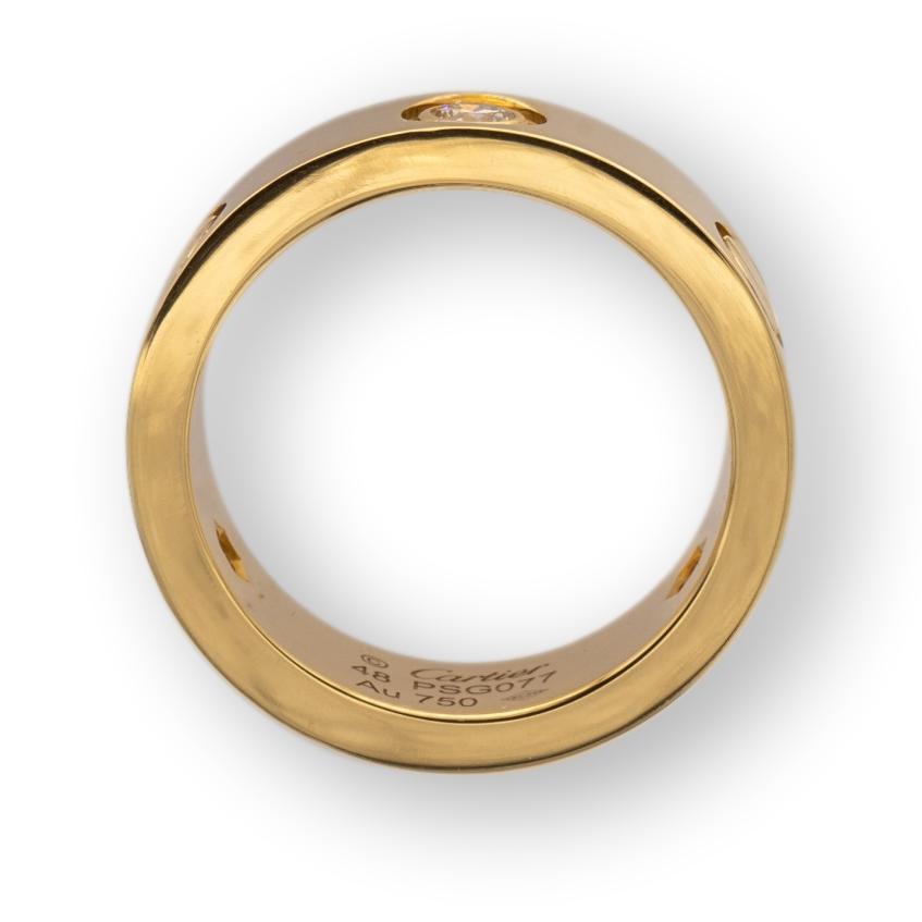 Cartier Love Ring 18K Yellow Gold Three Diamonds Band Size 48
