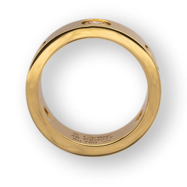 Cartier Love Ring 18K Yellow Gold Three Diamonds Band Size 48