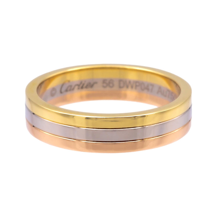 Vendome Louis Cartier 18K 3 Tone Gold Men's Wedding Band Ring Size 56/7.5 4.8mm