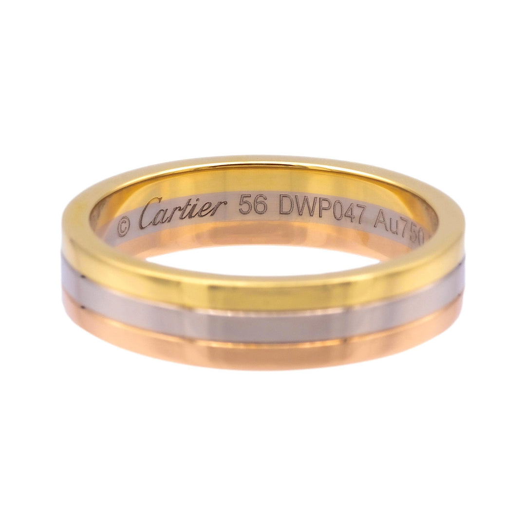 Vendome Louis Cartier 18K 3 Tone Gold Men's Wedding Band Ring Size 56/7.5 4.8mm