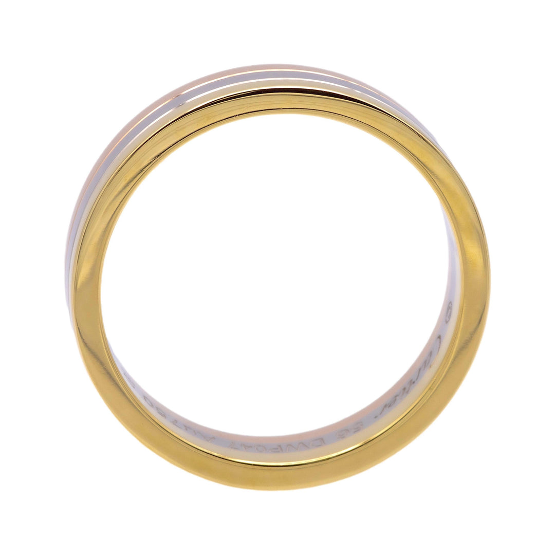 Vendome Louis Cartier 18K 3 Tone Gold Men's Wedding Band Ring Size 56/7.5 4.8mm