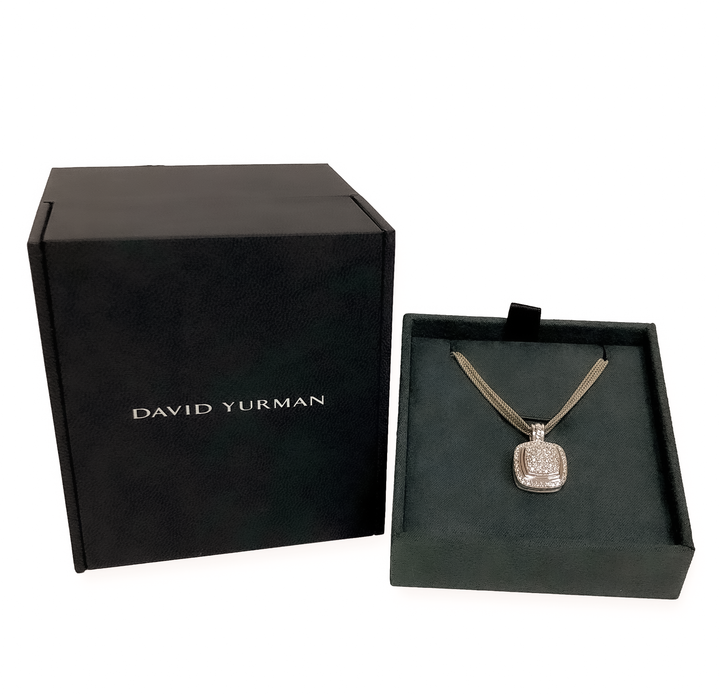 David Yurman Sterling Silver Pave Diamond Albion Pendant Necklace 16" Long
