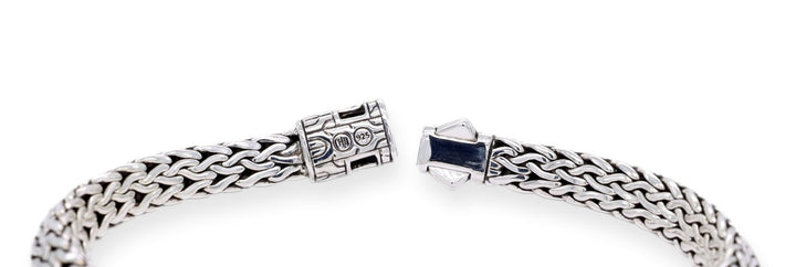 John Hardy Sterling Silver Black Sapphire 6.5mm Tiga Chain Bracelet 7.25" Long