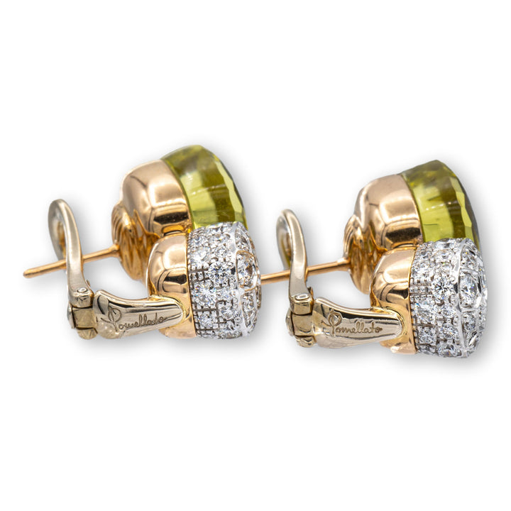 Rare Pomellato Nudo 18K Rose Gold Lemon Quartz and Diamond Clip Earrings